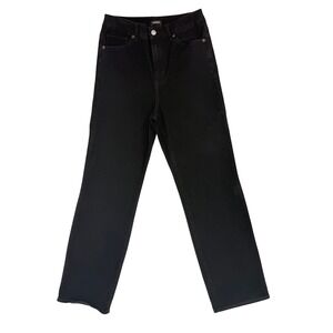 Express Modern Straight Jeans Womens M Reg Black Super High Rise Hyper Stretch
